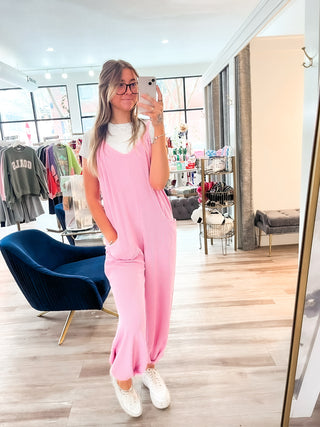 Ribbed Jumpsuit - Pink