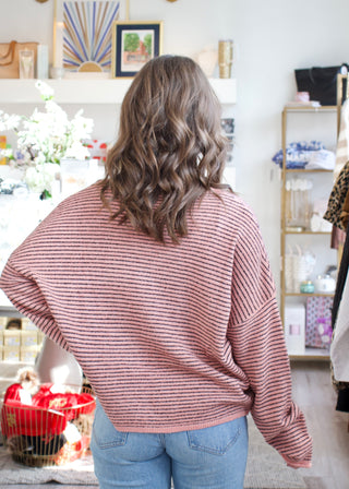 Pin Stripe Piper Cardigan - Rose