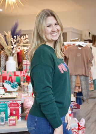 Merry Tinsel Graphic Sweater - Hunter Green