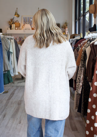 Oversized Brushed Sweater Cardigan - Oatmeal