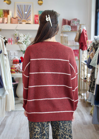 Stripe Crew Sweater - Redwood