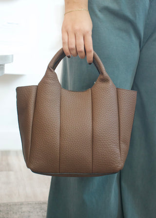 Maddox Paneled Satchel Bag - Chocolate
