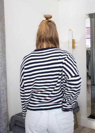 Striped Piper Cardigan - Navy