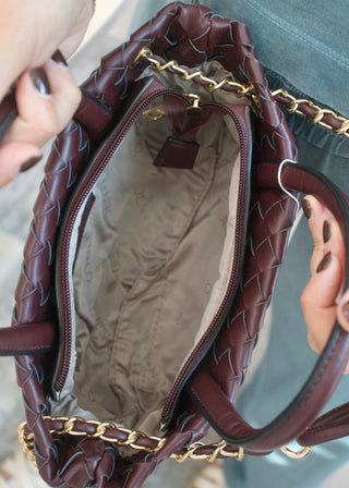 Fallon Chain Satchel Bag - Sangria