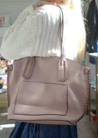 Micah Whipstitch Tote - Mauve