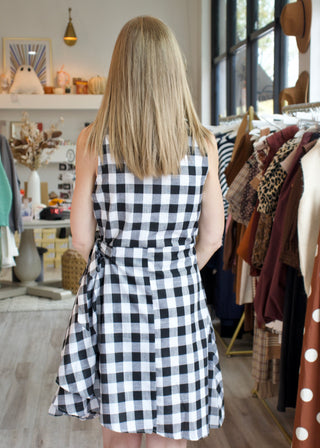 Scoop Check Dress - Black/White