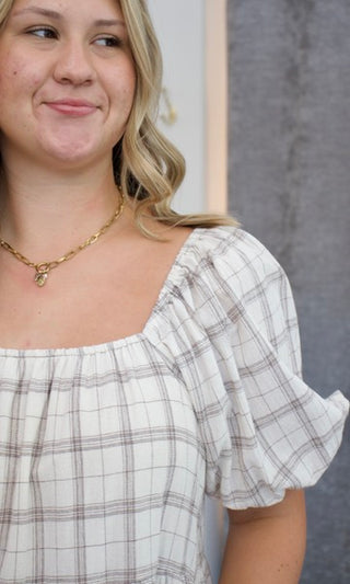 Tiered Plaid Mini Dress - Chocolate