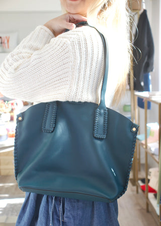 Micah Whipstitch Tote - Peacock