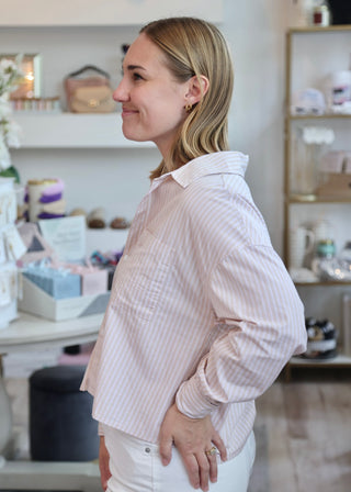 Cropped Adrianna Shirt - Mojave Stripe