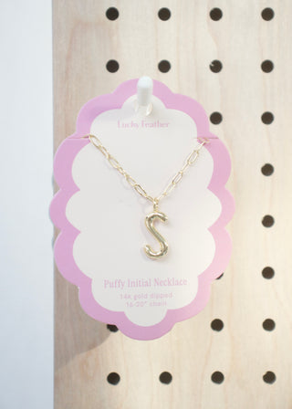 Puffy Letter Initial Necklace