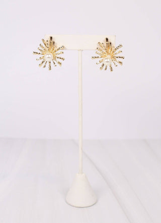 Rosser Pearl Sunburst Earring - Gold