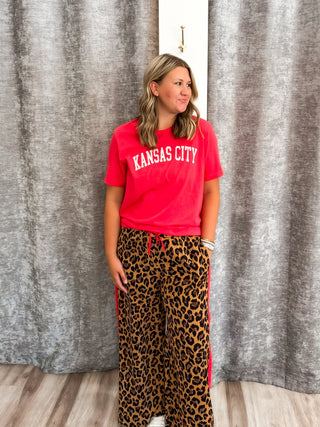 Leopard Drawstring Pants - Natural