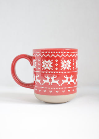 Red Fair Isle Sweater Stoneware Coffee Mug