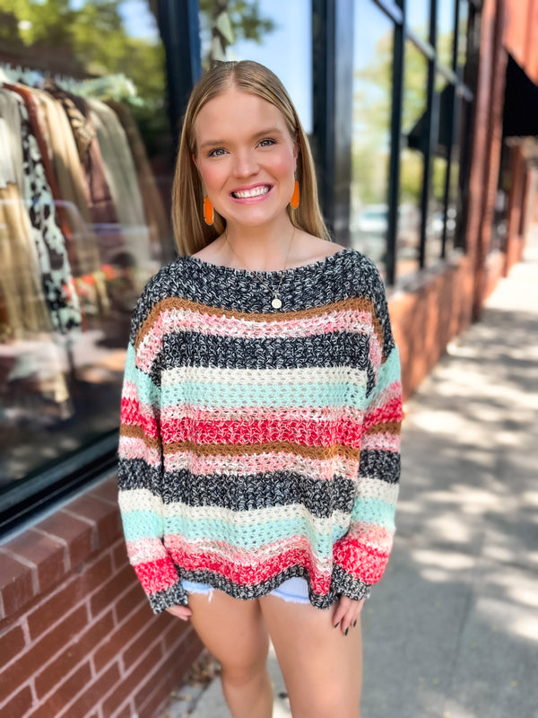Multi Stripe Sweater - Black