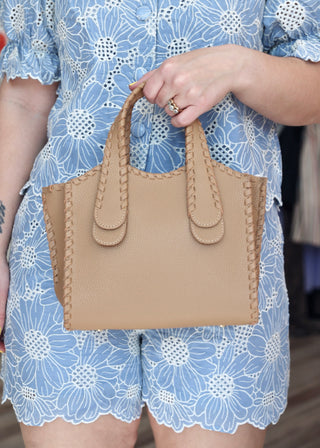 Marla Whipstitch Satchel - Taupe