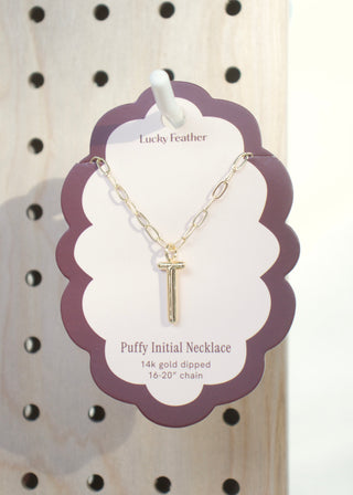 Puffy Letter Initial Necklace