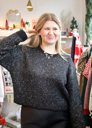 Gleam Sequin Sweater - Black
