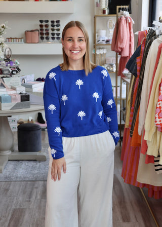 Sienna Palm Sweater - Nautical