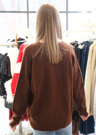 Crew Seam Knit Sweater - Brown