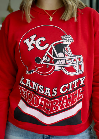 KC Football Helmet Sweatshirt - Red