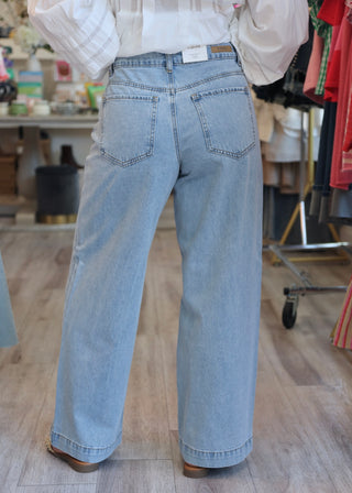 Bykielo Embroidered Jeans - Light Blue Denim