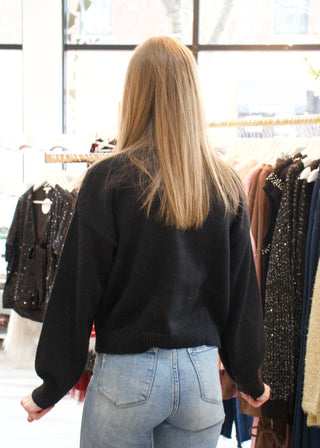 Checkered Toggle Cardigan - Black