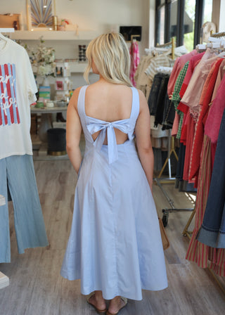 Keyhole Knot Midi Dress - Blue