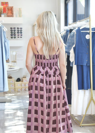 Geometric Midi Dress - Eggplant