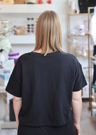Sway Textured Cropped Tee - Black