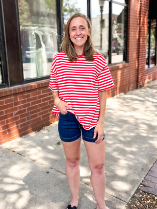 Cassandra Striped Tee - Red