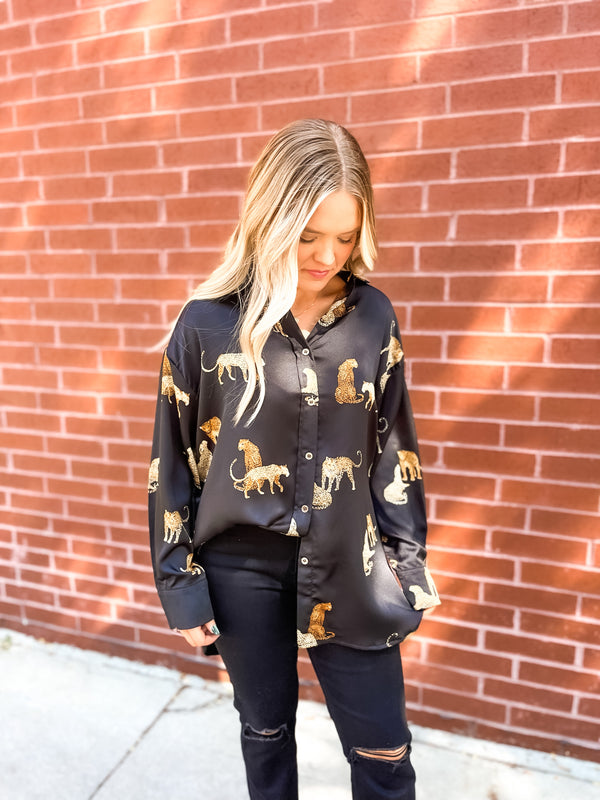Chasing Leos Button Up - Black