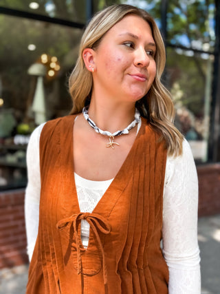 Scarf Charm Necklace - B/W Dot Bow