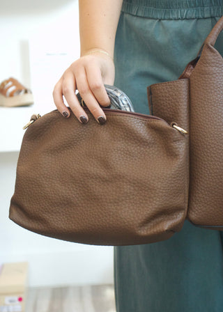 Maddox Paneled Satchel Bag - Chocolate