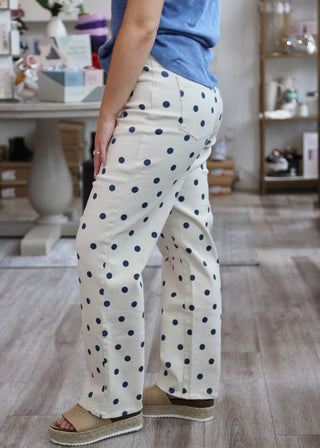 Dot Denim Pants - Blue