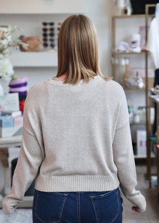 Beach Embroidered Sweater - Natural Heather