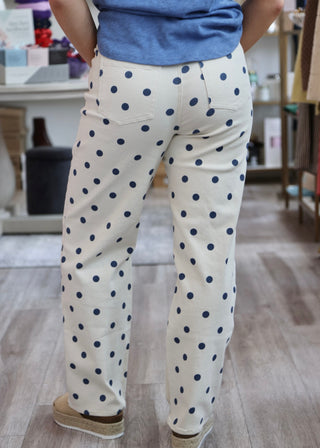 Dot Denim Pants - Blue