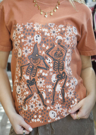 Floral Skeleton Pumpkins Graphic Tee