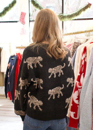 Cat Pattern Pullover - Black