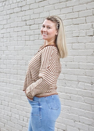 Mini Striped Piper Cardigan - Brown