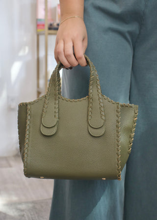 Marla Whipstitch Satchel - Olive