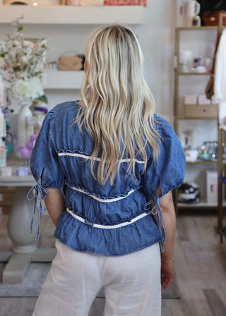 Denim Band Peplum Top