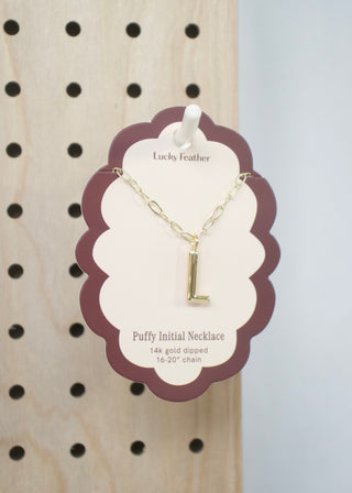 Puffy Letter Initial Necklace