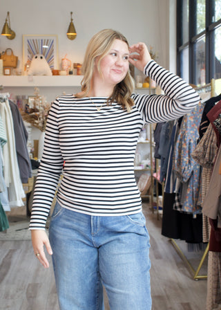 Pristine Striped Tee - Black