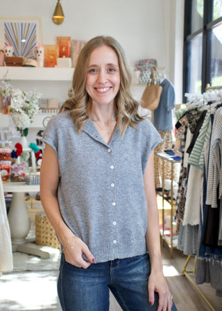 Piper Vest Cardigan - Heather Grey