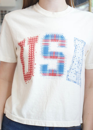 USA Patchwork Cropped Tee