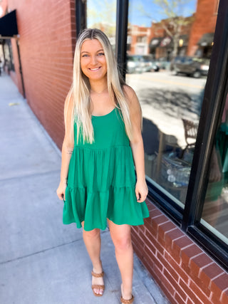 Tiered Mini Dress - Green