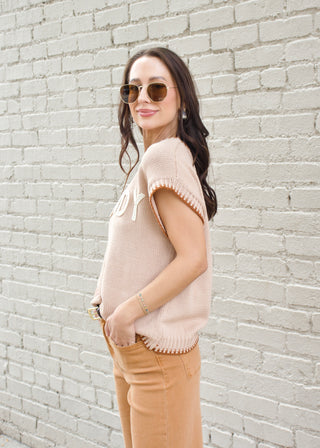 Howdy Stitch Sweater - Tan