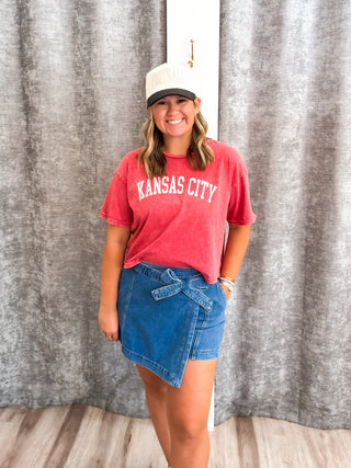 Kansas City Cropped Mineral Tee - Red