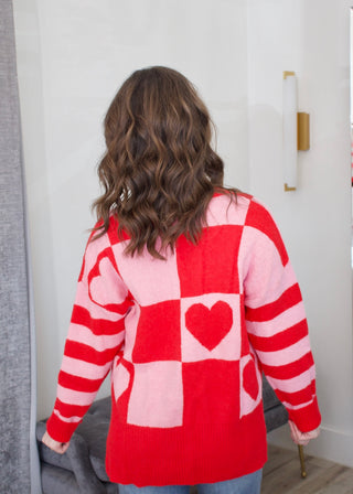 Checkerboard Heart Sweater
