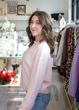 Mini Striped Piper Cardigan - Pink